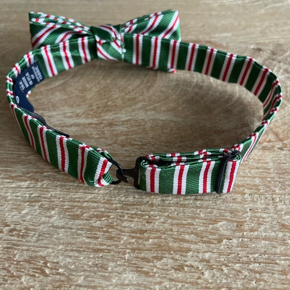 Collared Greens Boys Striped Green and Red Kids Bow Tie. Pre-tied adjustable. - Picture 7 of 7